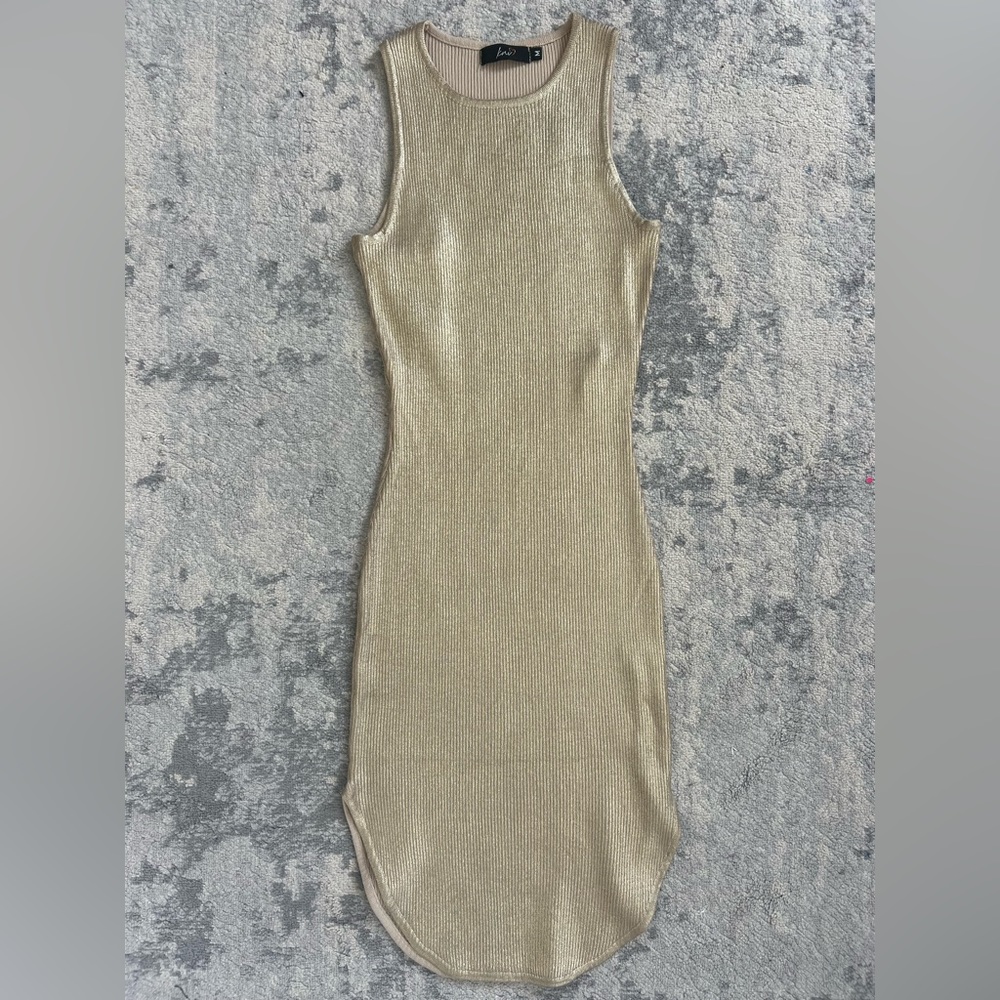 Metallic Ribbed Knit Bodycon Dress
